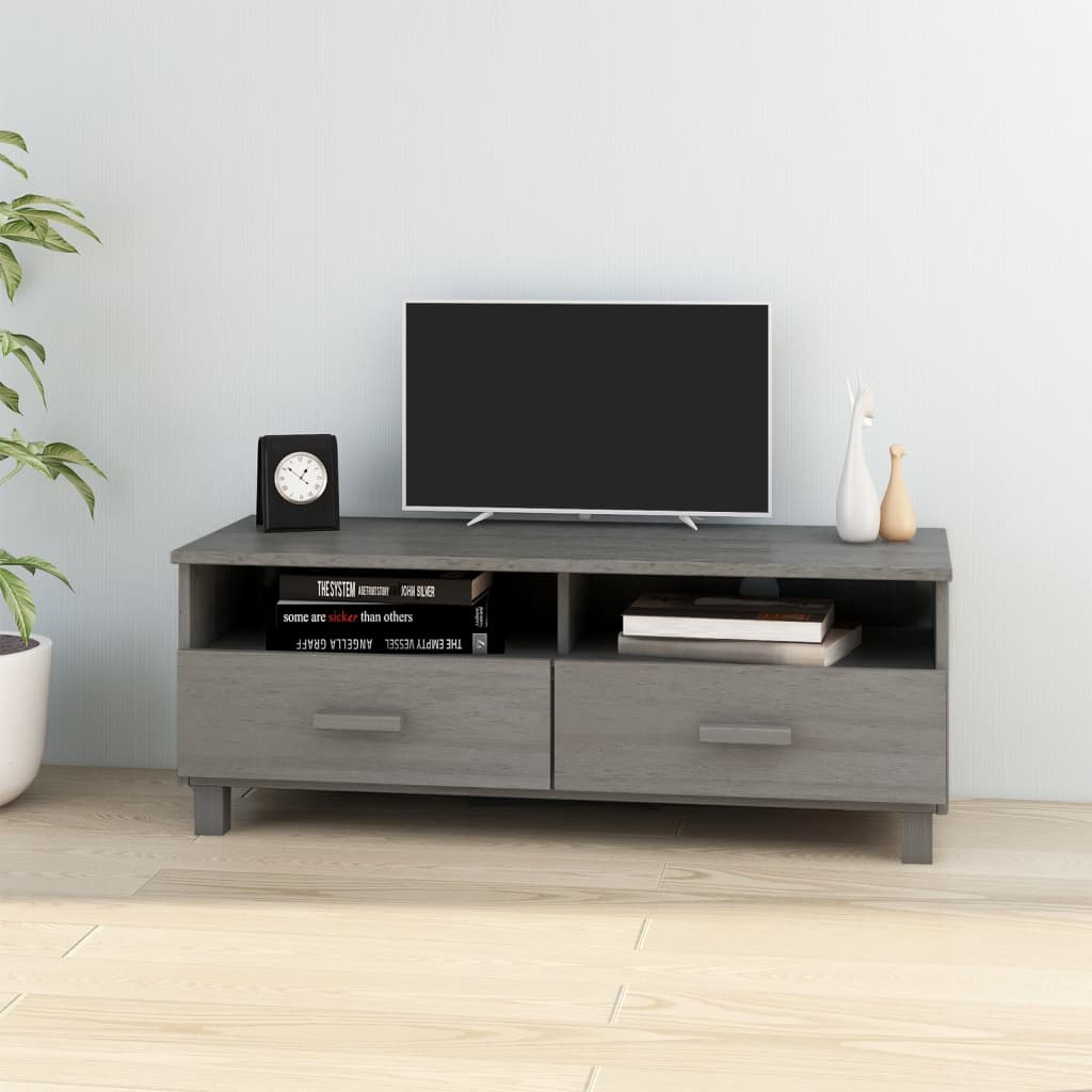 vidaXL Tv-meubel HAMAR 106x40x40 cm massief grenenhout lichtgrijs