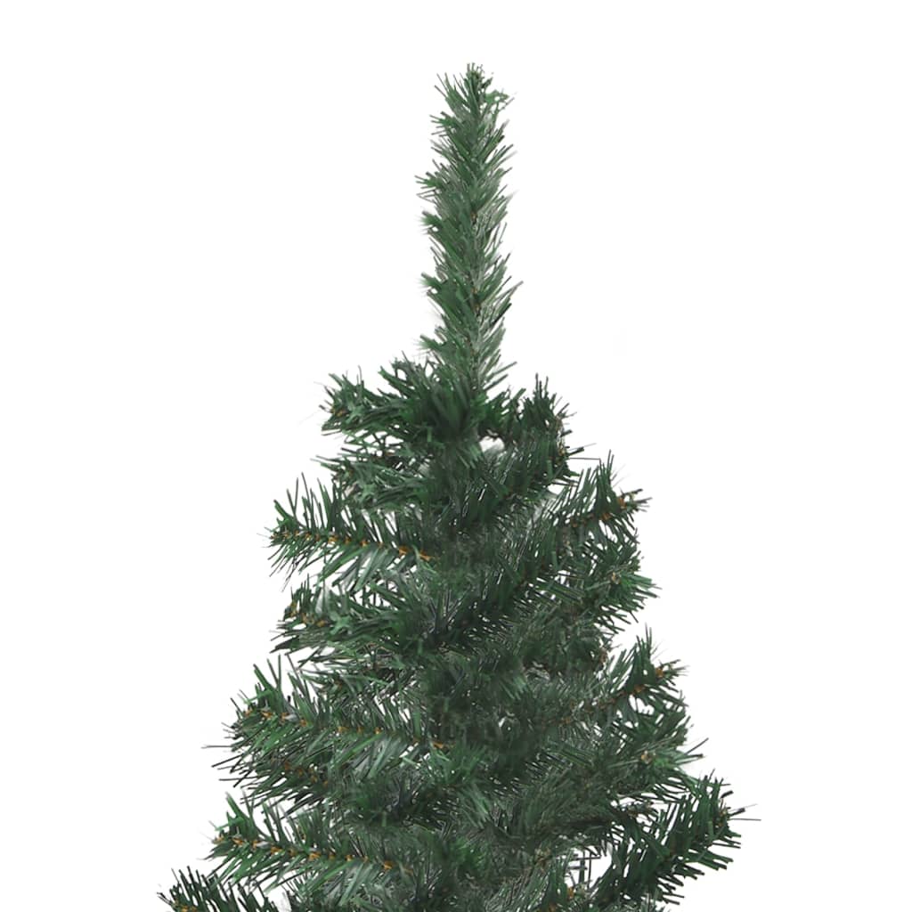 vidaXL Kunstkerstboom met verlichting hoek 210 cm PVC groen