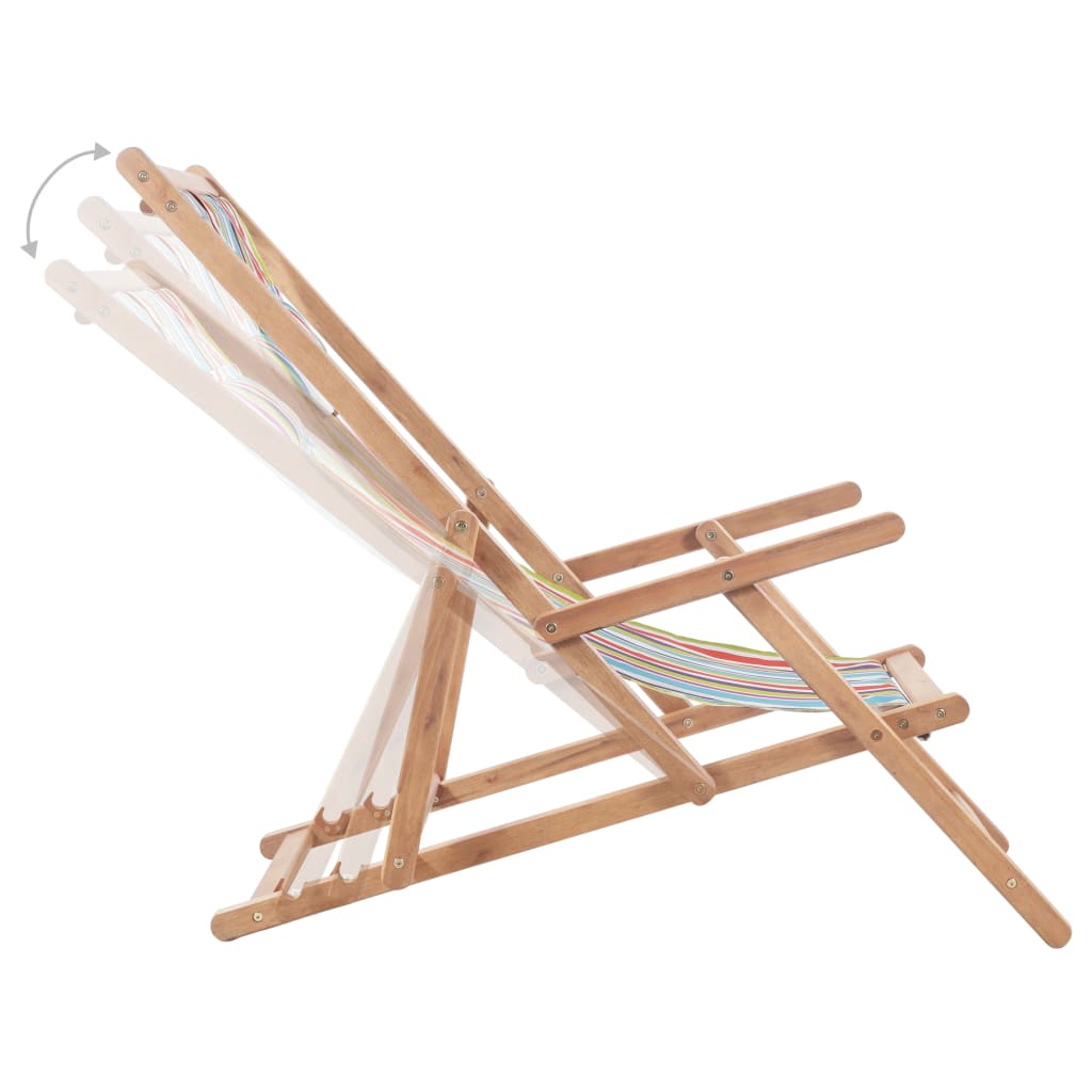vidaXL Strandstoel inklapbaar stof en houten frame meerkleurig