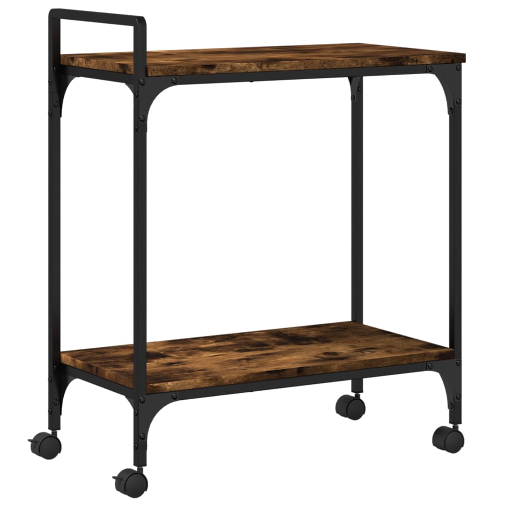 vidaXL Keukentrolley 60,5x50x105 cm bewerkt hout bruin eiken, trolley keuken, keuken trolley, keuken kar, trolly keuken, keukenkar, drankkar
