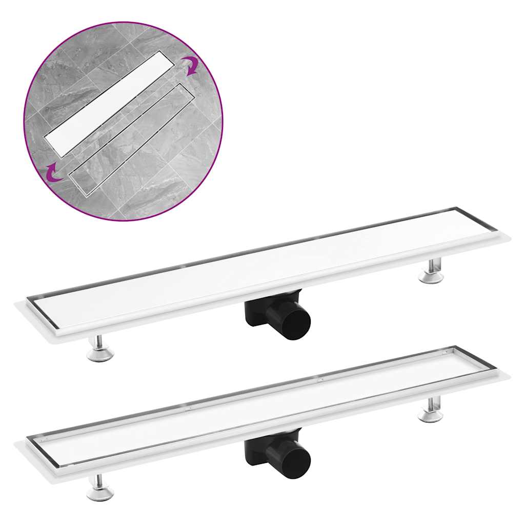 Doucheafvoer 609 x 70 x 70 mm Vloerafvoer 42,5 L/min Afvoergoot RVS 304 Afvoer Doucheafvoer Rechthoekige Douchevloerafvoer, Slanke Lineaire Afvoer met Haarzeef, Matzwart | NL