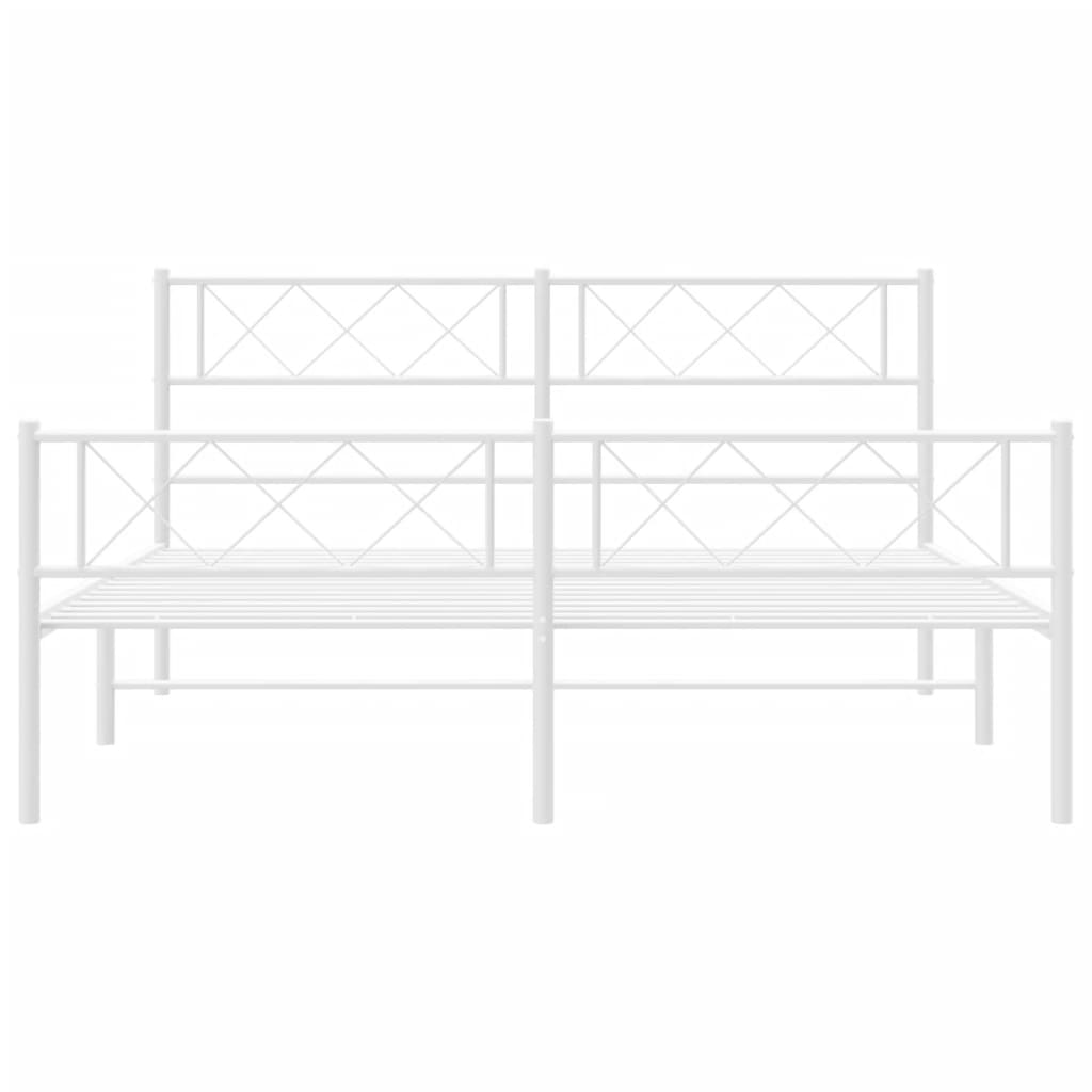 vidaXL Bedframe met hoofd- en voeteneinde metaal wit 120x200 cm