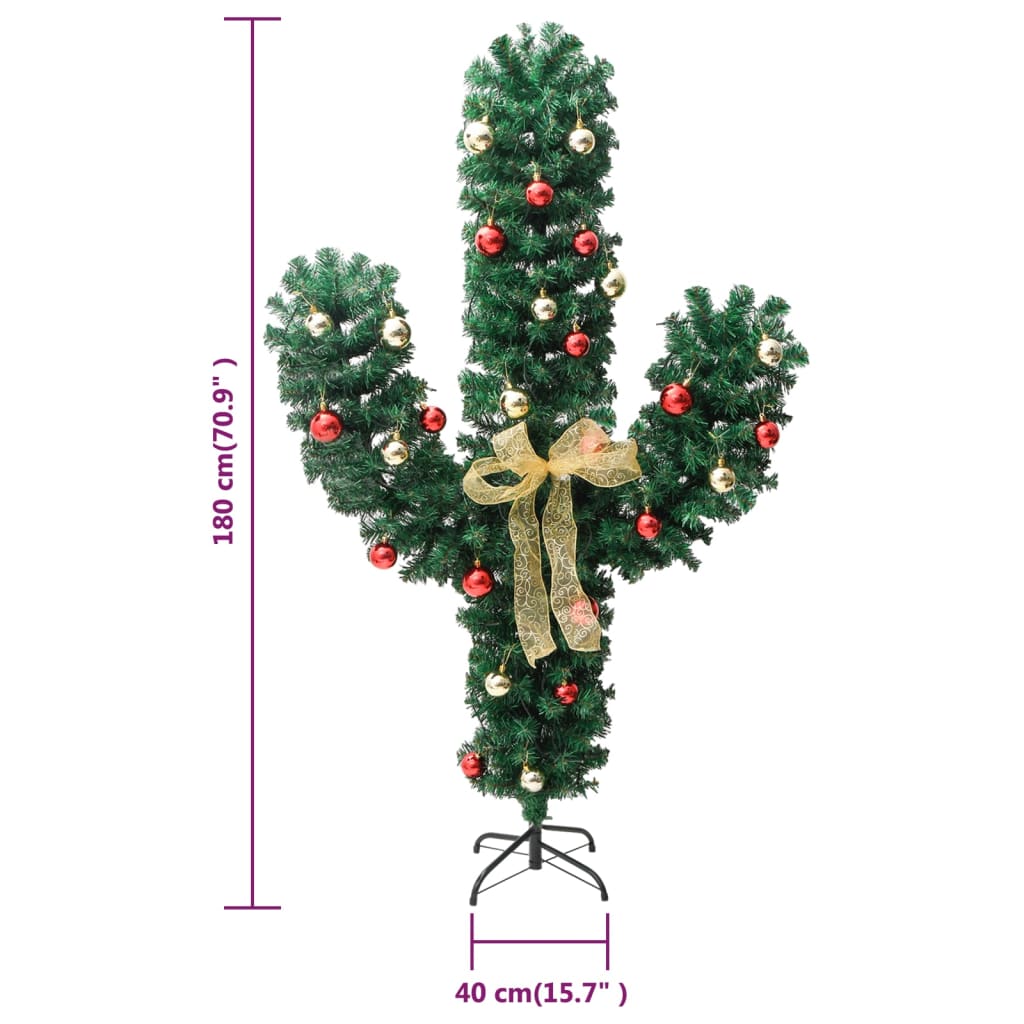 vidaXL Kerstcactus met standaard en LED's 180 cm PVC groen