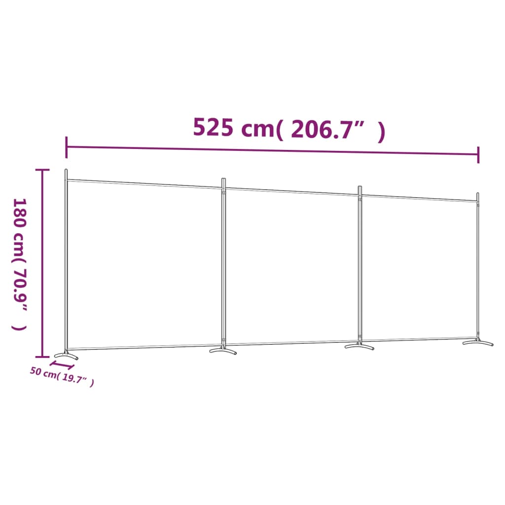 vidaXL Kamerscherm met 3 panelen 525x180 cm stof wit