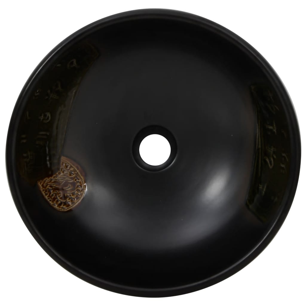 vidaXL Opzetwasbak rond Φ41x14 cm keramiek zwart