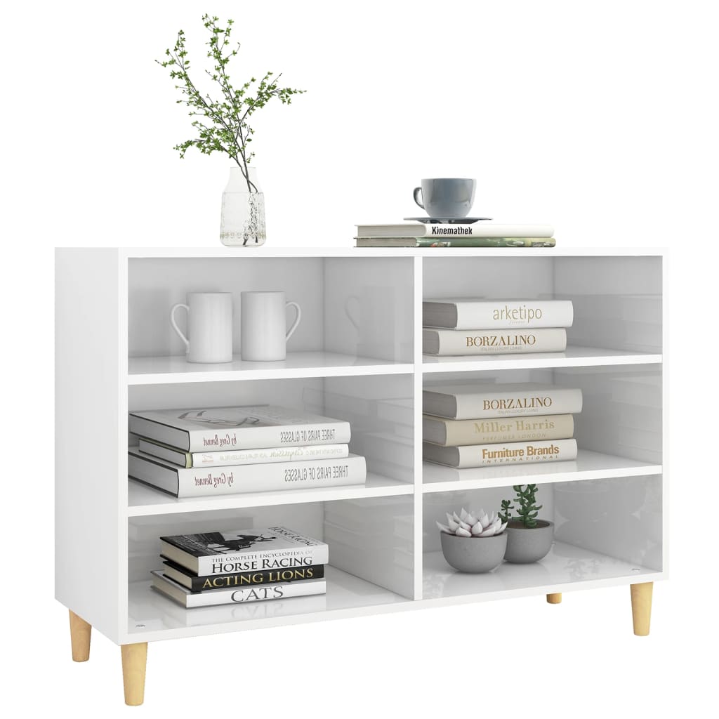 vidaXL Dressoir 103,5x35x70 cm spaanplaat hoogglans wit