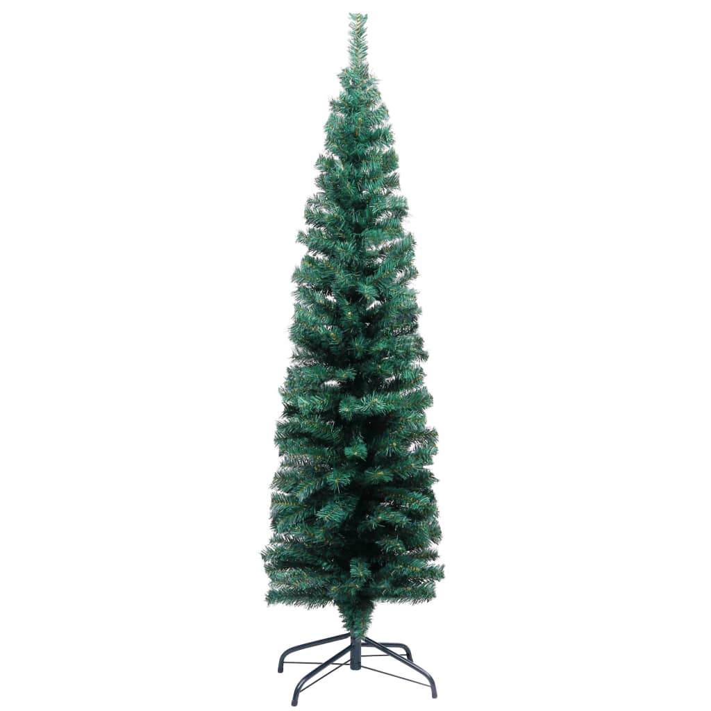 vidaXL Kunstkerstboom met verlichting en kerstballen smal 120 cm groen