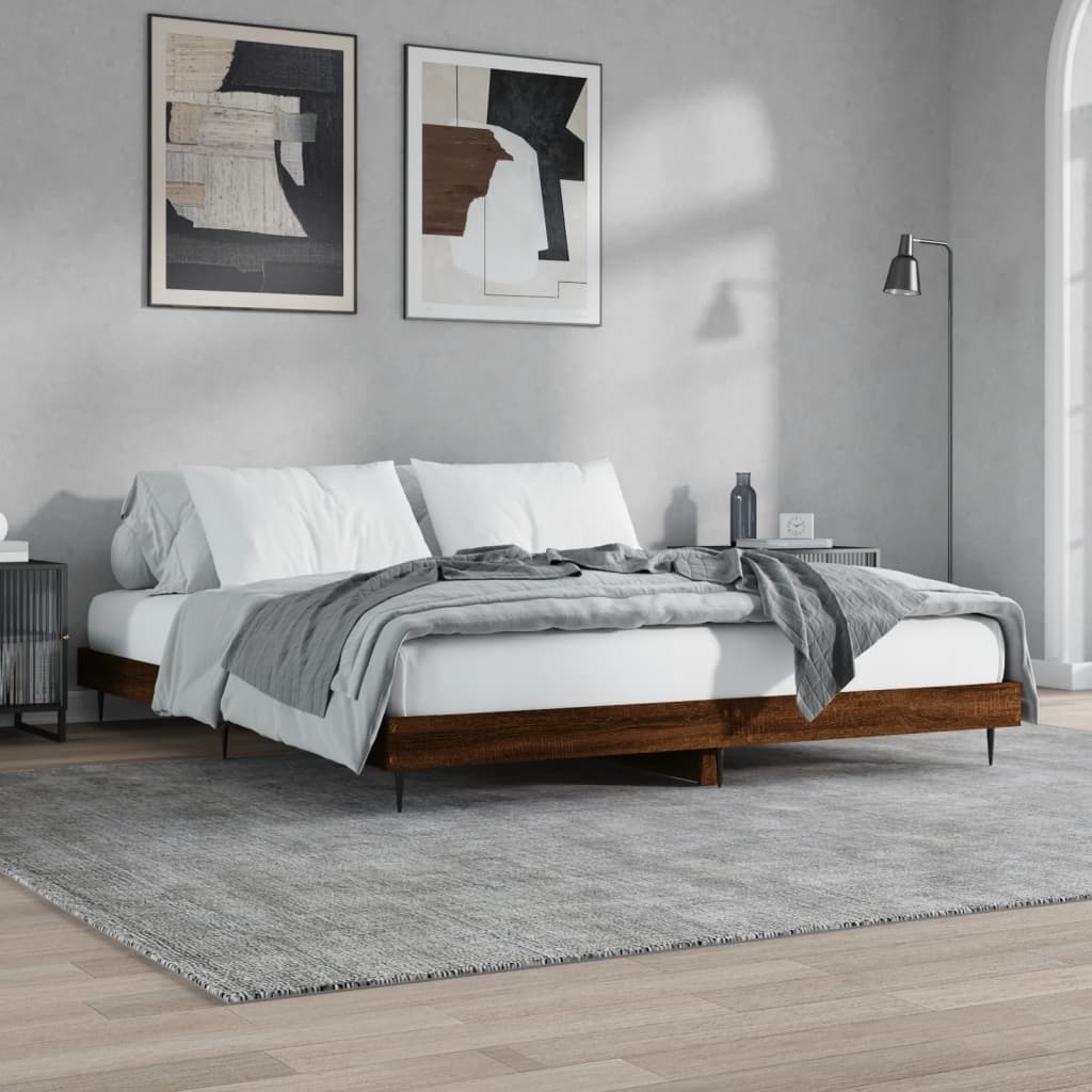 vidaXL Bedframe zonder matras bewerkt hout bruin eikenkleur 160x200 cm