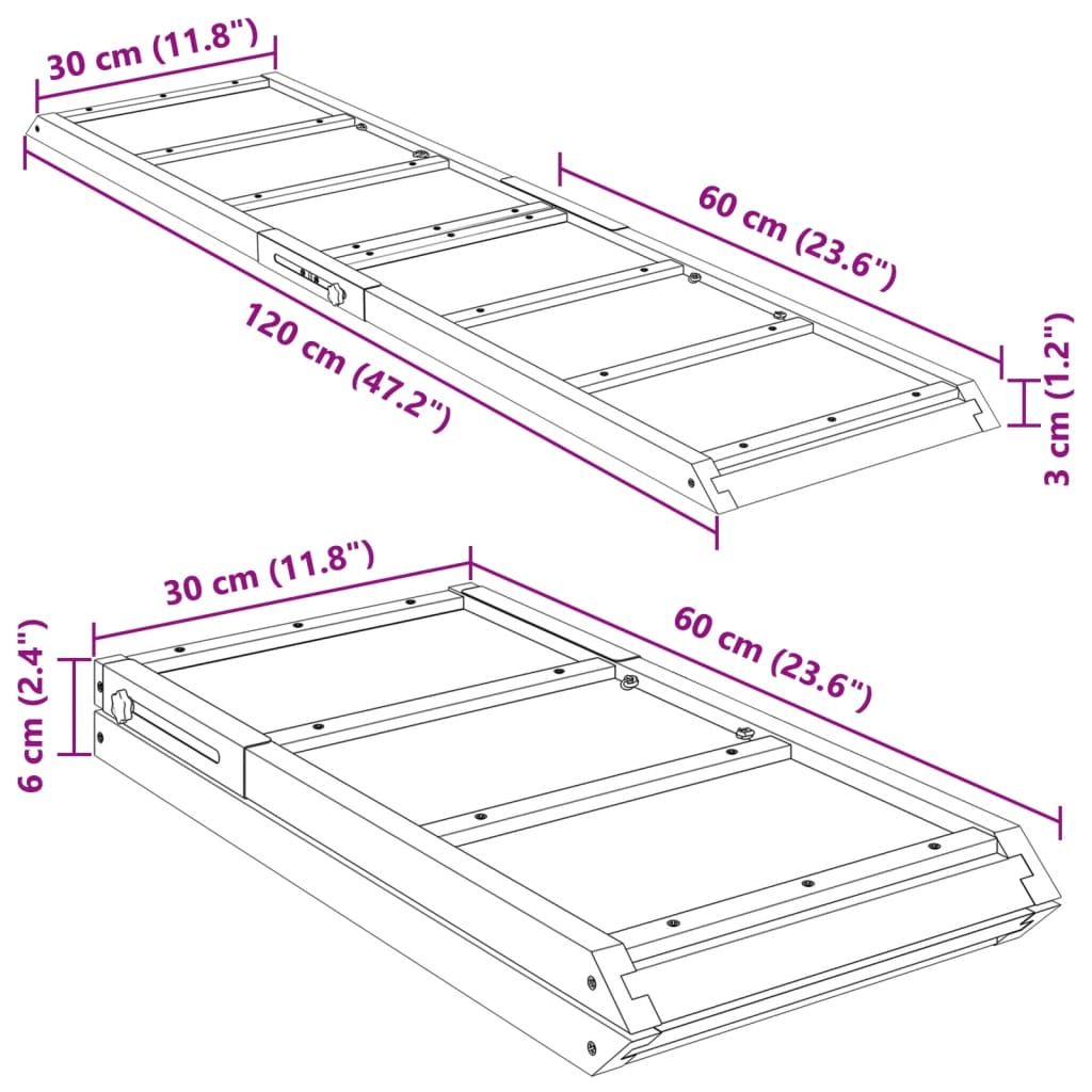 vidaXL Hondenloopplank 120x30 cm massief vurenhout grijs