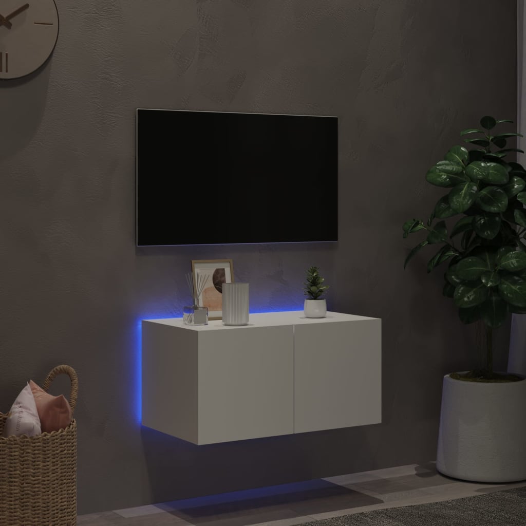 vidaXL Tv-wandmeubel met LED-verlichting 60x35x31 cm wit