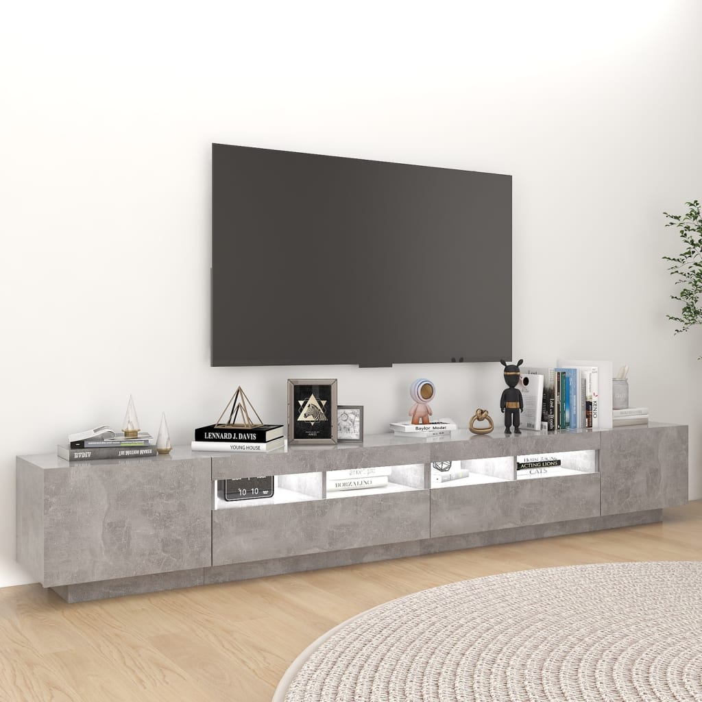 vidaXL Tv-meubel met LED-verlichting 260x35x40 cm betongrijs
