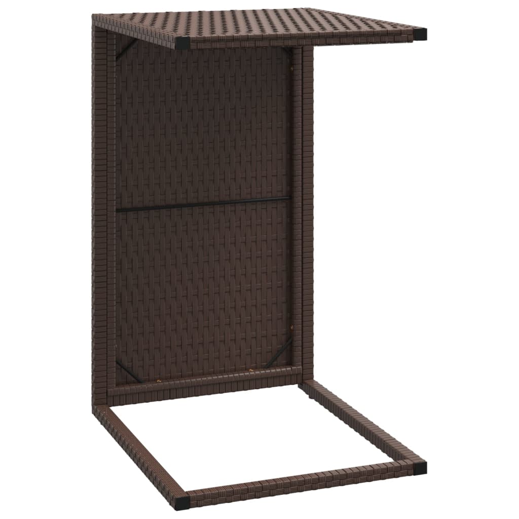 vidaXL Bijzettafel C-vormig 40x35x60 cm poly rattan bruin