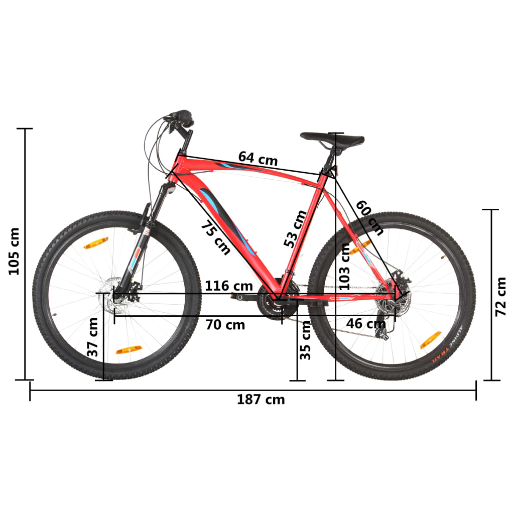 output half acht Raar vidaXL Mountainbike 21 versnellingen 29 inch wielen 53 cm frame rood online  kopen | vidaXL.be