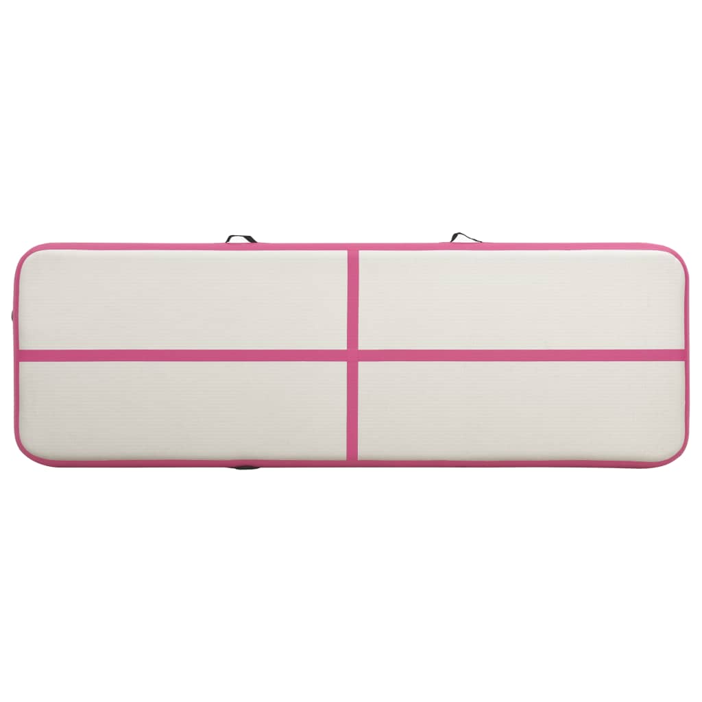 vidaXL Gymnastiekmat met pomp opblaasbaar 400x100x20 cm PVC roze