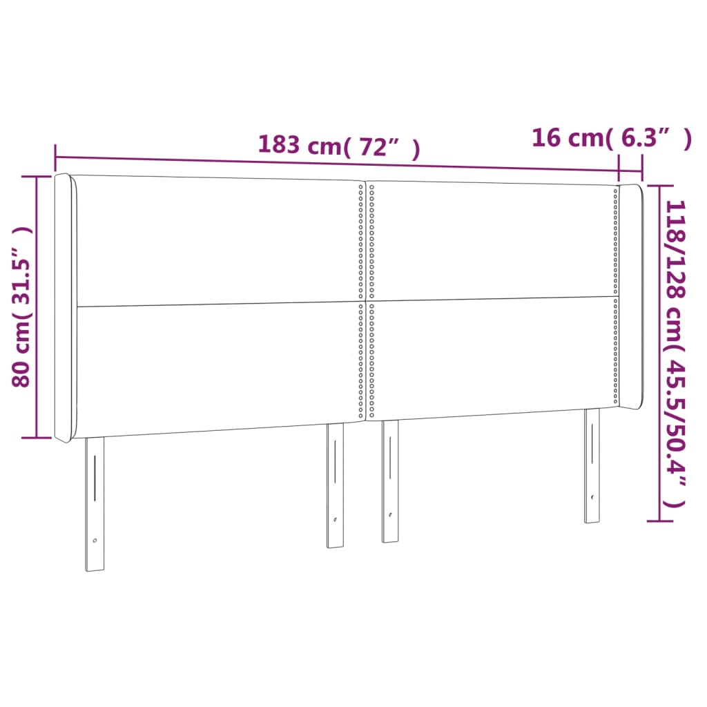 vidaXL Hoofdbord LED 183x16x118/128 cm stof blauw