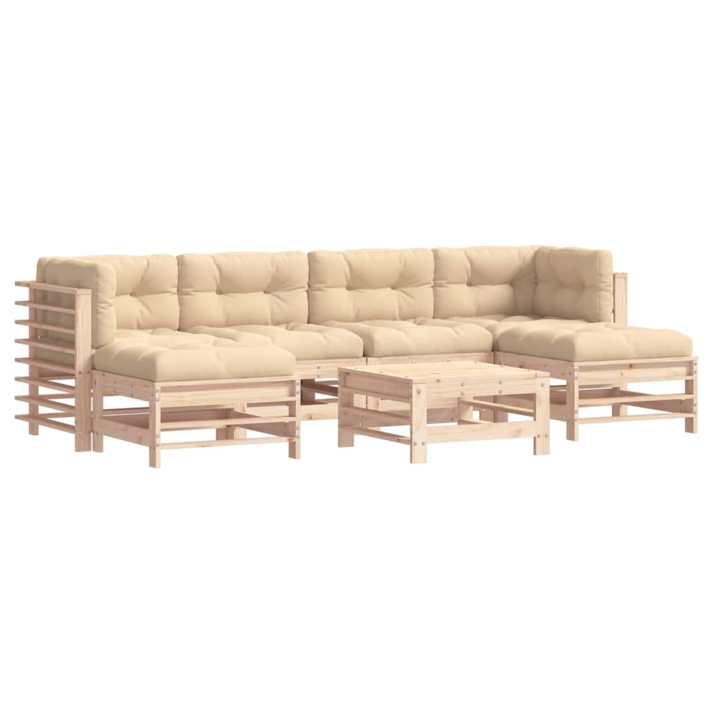 vidaXL 7-delige Loungeset met kussens massief teak