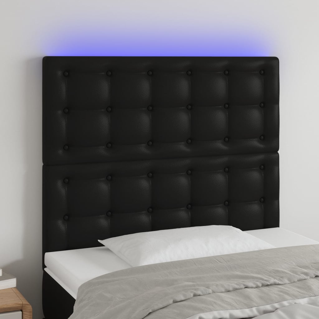 vidaXL Hoofdbord LED 80x5x118/128 cm kunstleer zwart