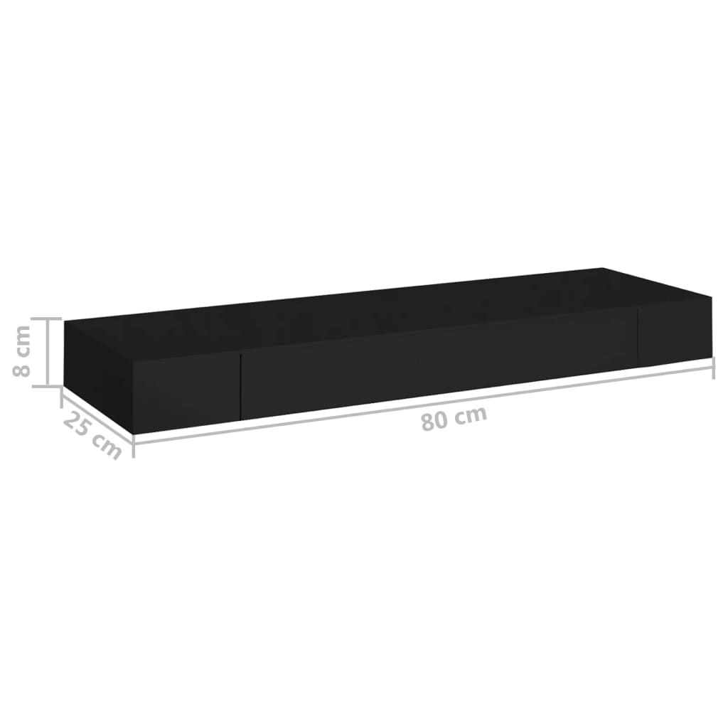 Wandschap met lades 60x26,5x15 cm bewerkt hout zwart