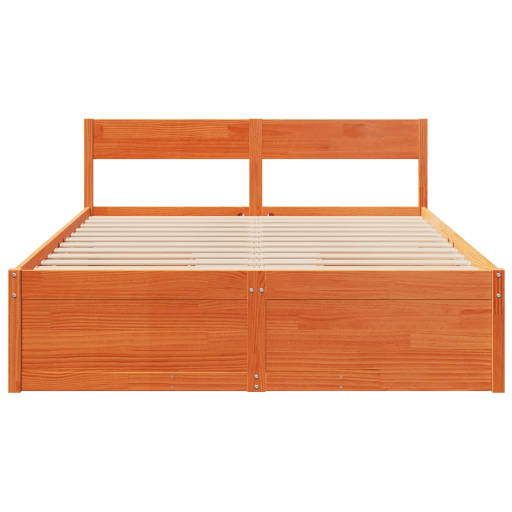 vidaXL Bedframe zonder matras massief grenenhout wasbruin 150x200 cm