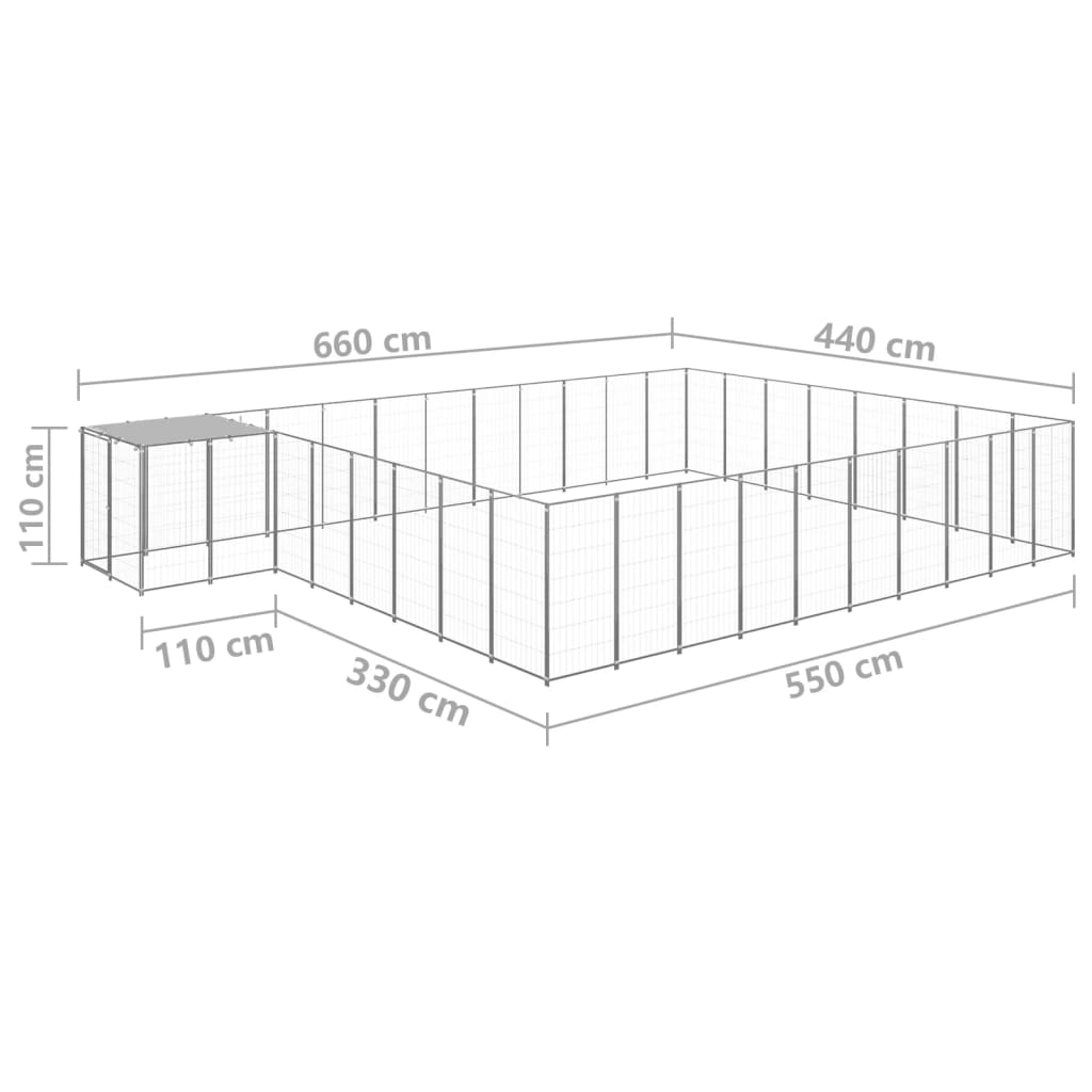 vidaXL Hondenkennel 25,41 m² staal zilverkleurig