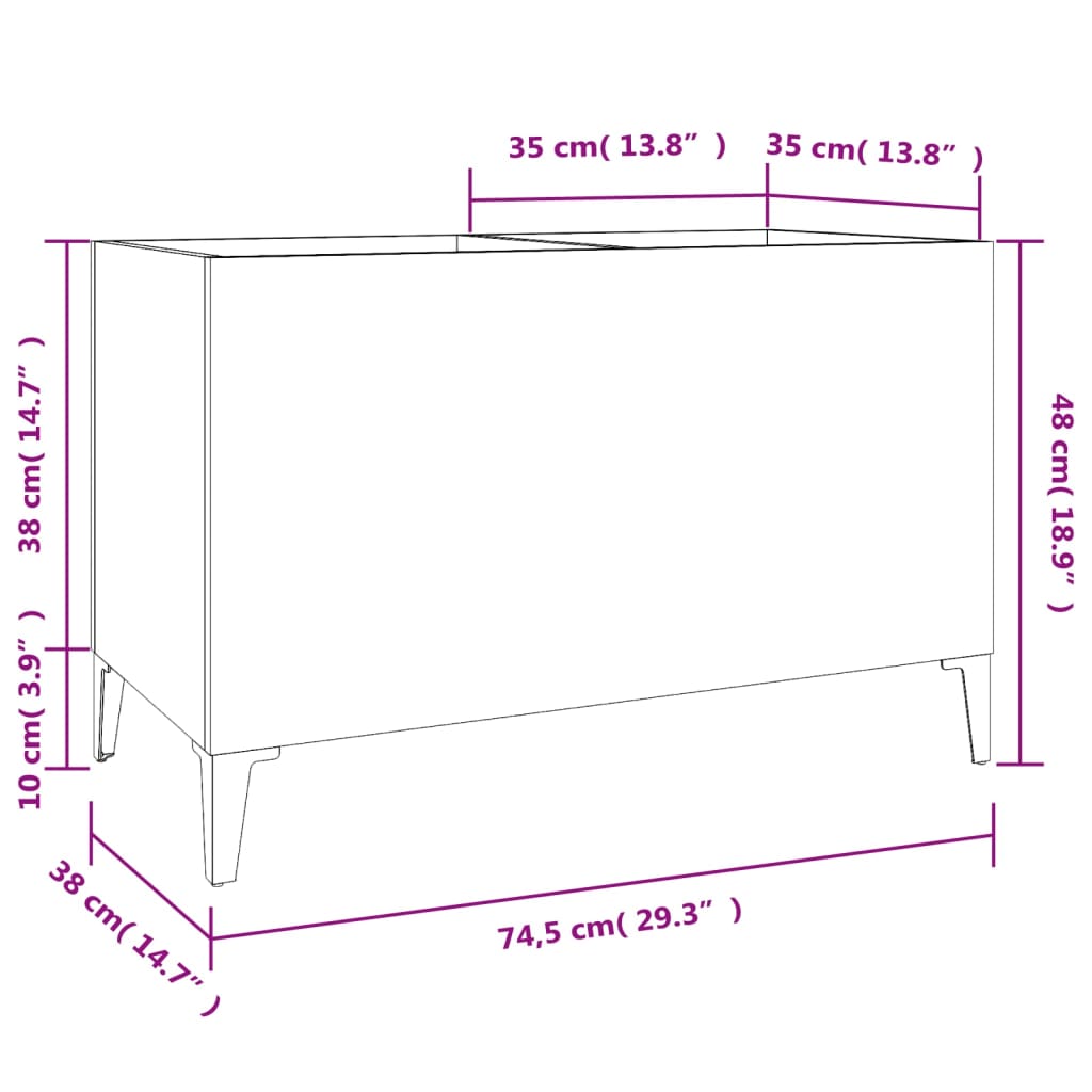 vidaXL Platenkast 74,5x38x48 cm bewerkt hout sonoma eikenkleurig