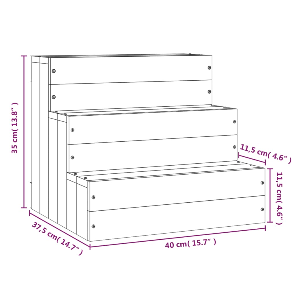 vidaXL Huisdierentrap 40x37,5x35 cm massief grenenhout honingbruin