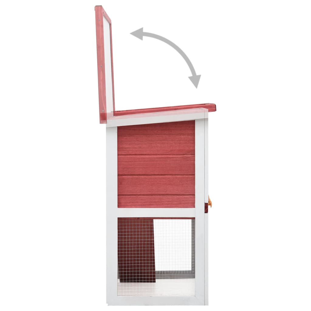 vidaXL Konijnenhok voor buiten met 1 deur hout rood