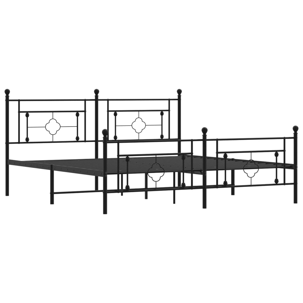 vidaXL Bedframe met hoofd- en voeteneinde metaal zwart 180x200 cm