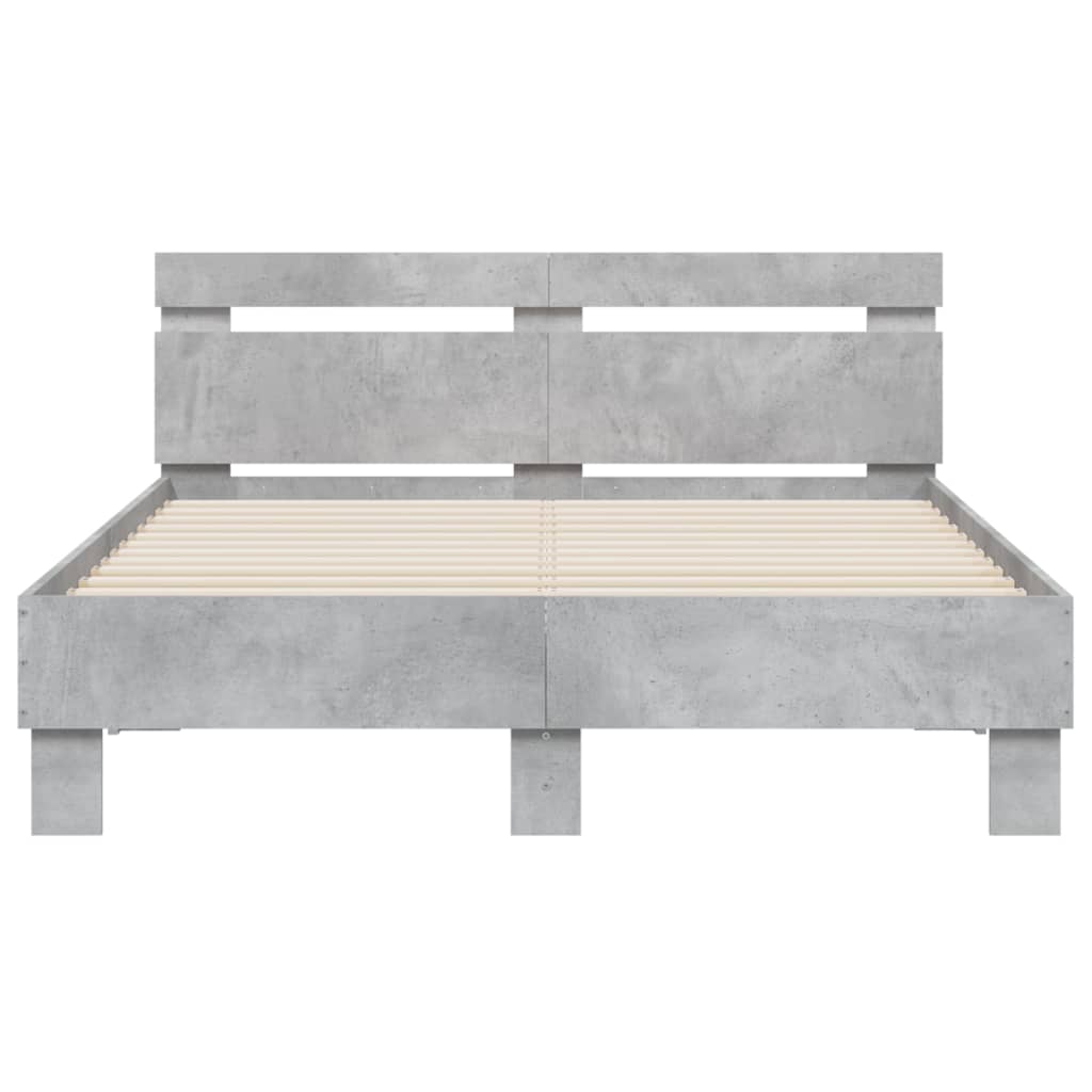 vidaXL Bedframe met hoofdeinde bewerkt hout betongrijs 120x190 cm