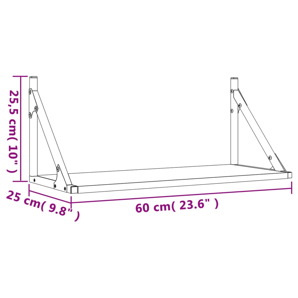 vidaXL Wandschappen 2 st 60x25x25,5 cm bewerkt hout sonoma eikenkleur