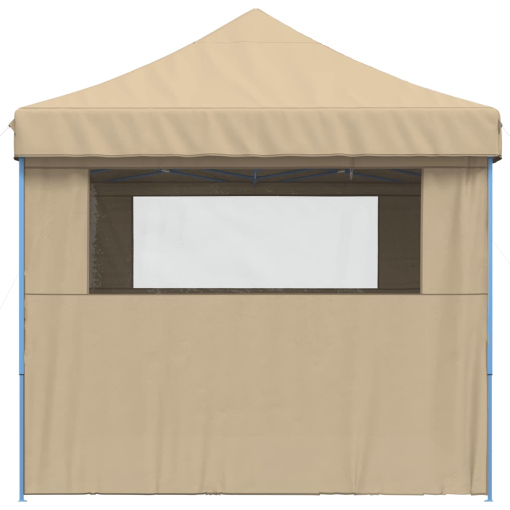 vidaXL Partytent inklapbaar pop-up met 4 zijwanden beige