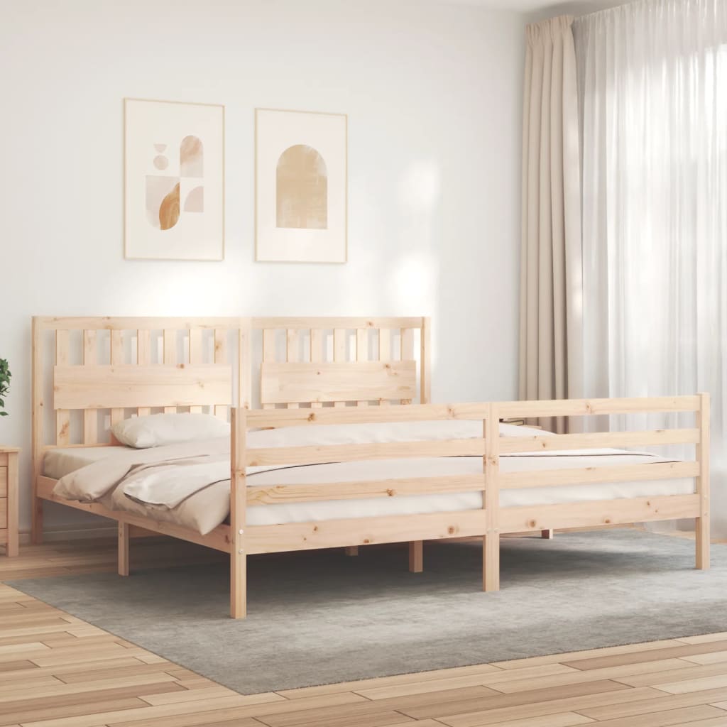 vidaXL Bedframe met hoofdbord massief hout 200x200 cm