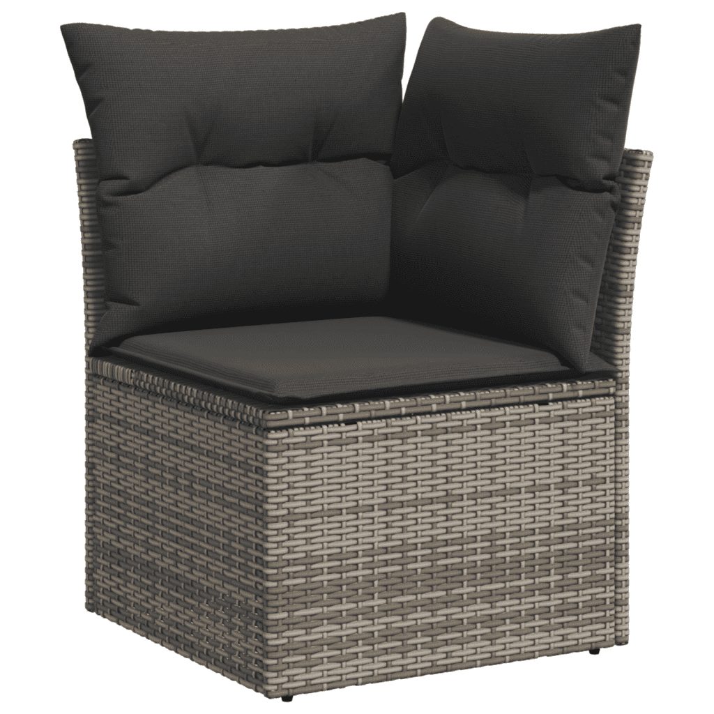 vidaXL 11-delige Loungeset met kussens poly rattan grijs