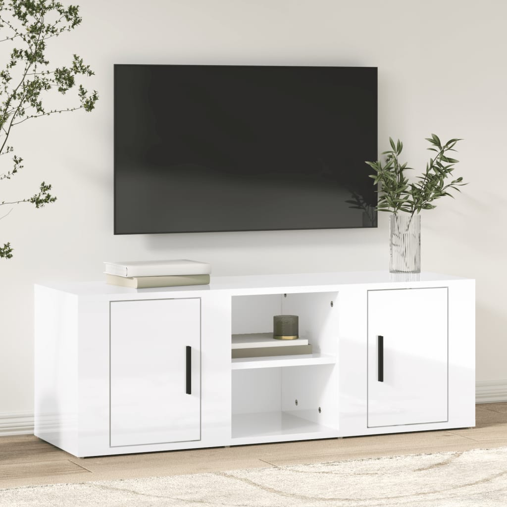 vidaXL Tv-meubel 100x31,5x35 cm bewerkt hout hoogglans wit