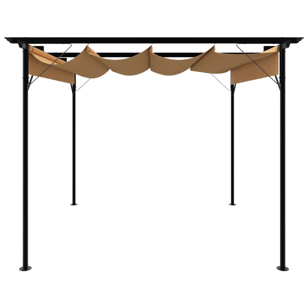 vidaXL Pergola met uittrekbaar dak 180 g/m² 3x3 m staal taupe