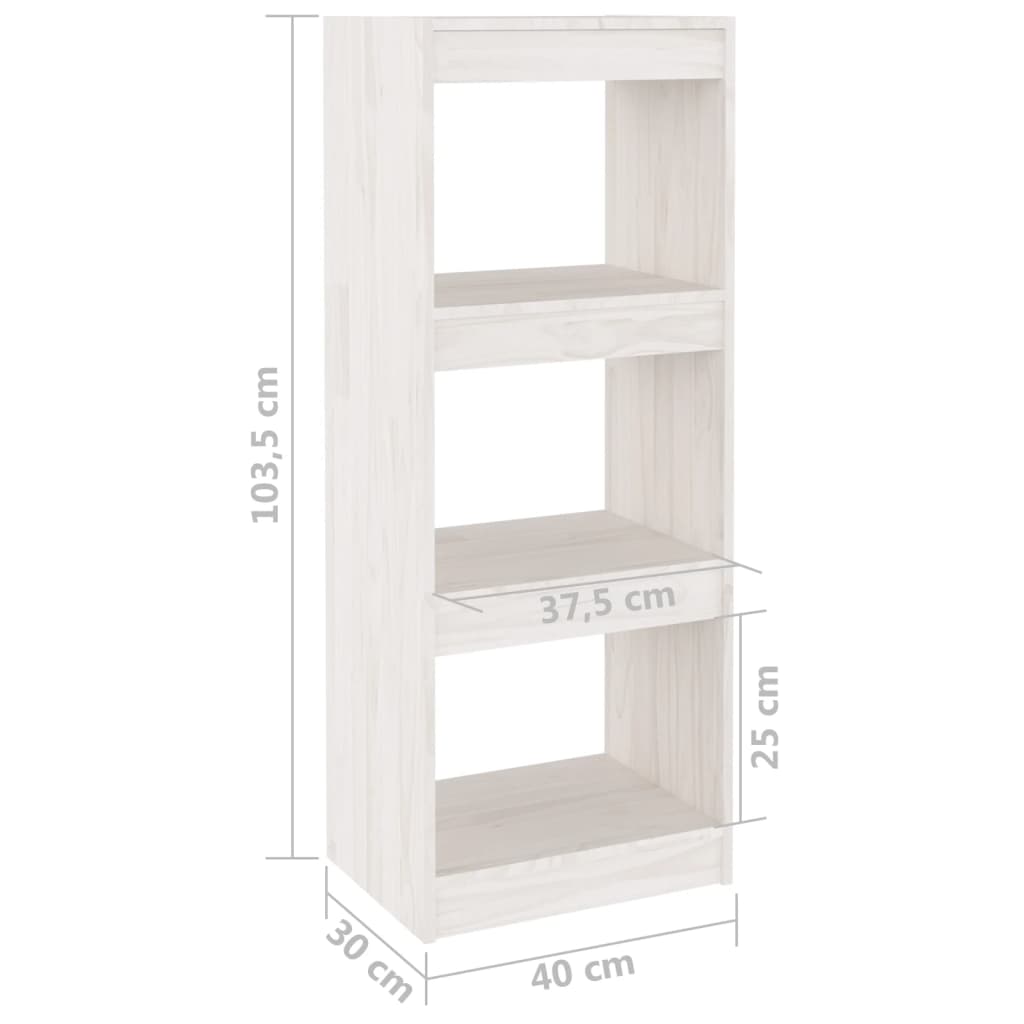 vidaXL Boekenkast/kamerscherm 40x30x103,5 cm massief grenenhout wit