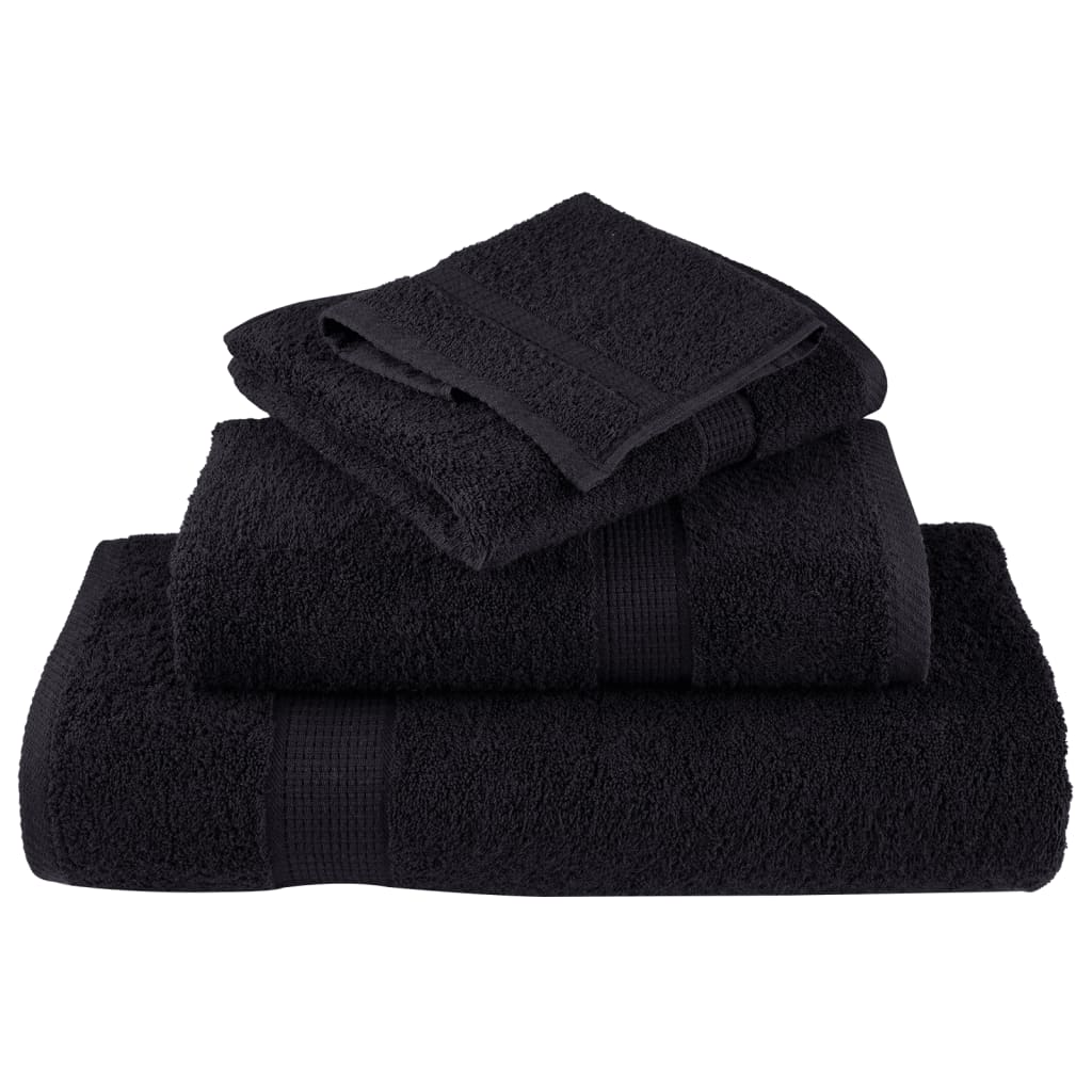 vidaXL 8-delige Handdoekenset 600 g/m² 100% katoen zwart