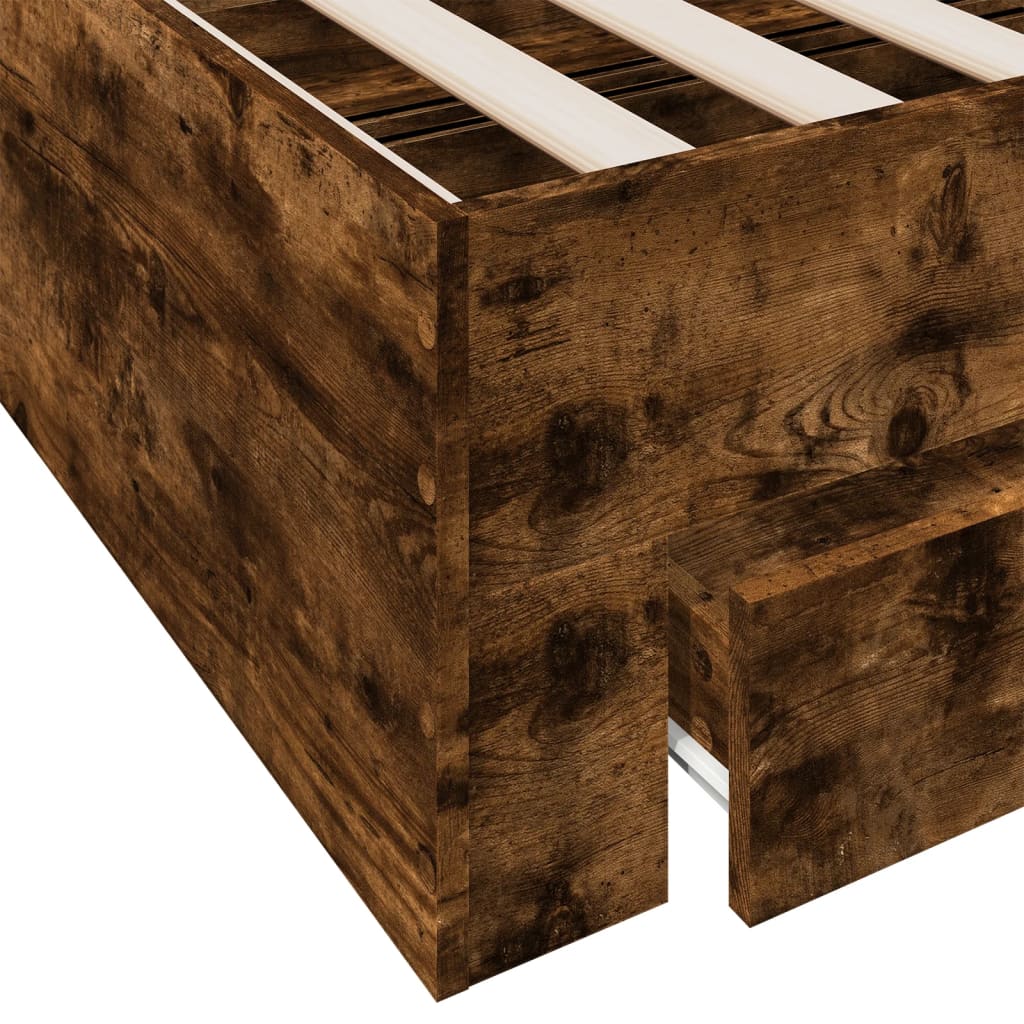 vidaXL Bedframe met lades bewerkt hout gerookt eikenkleurig 140x200 cm