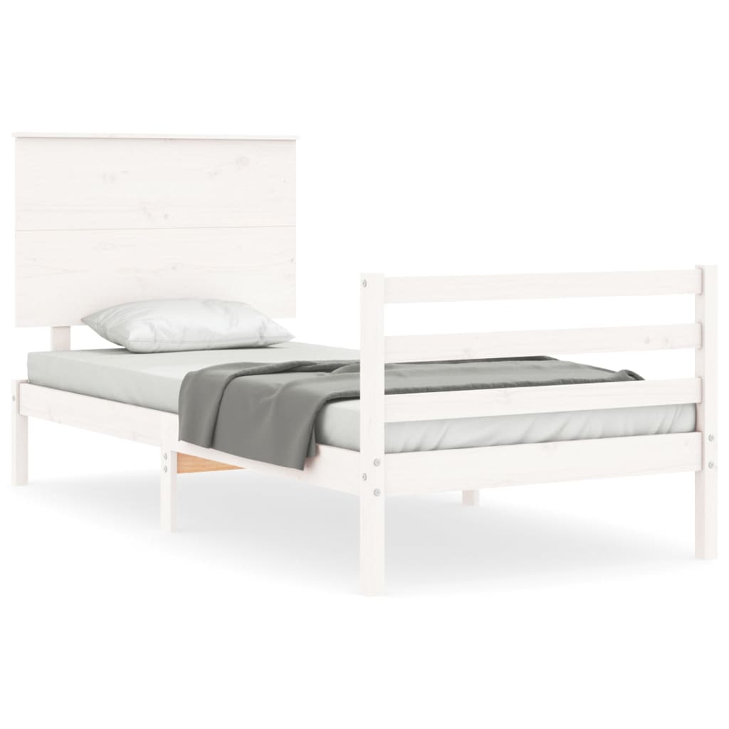 vidaXL Bedframe met hoofdbord massief hout wit