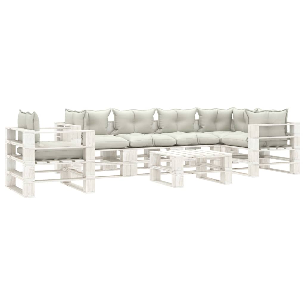 vidaXL 7-delige Loungeset met beige kussens pallet hout