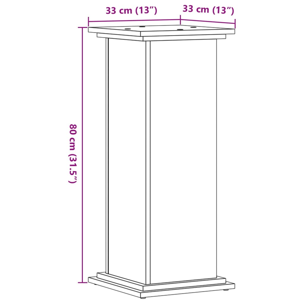 vidaXL Plantenstandaard 33x33x80 cm bewerkt hout zwart