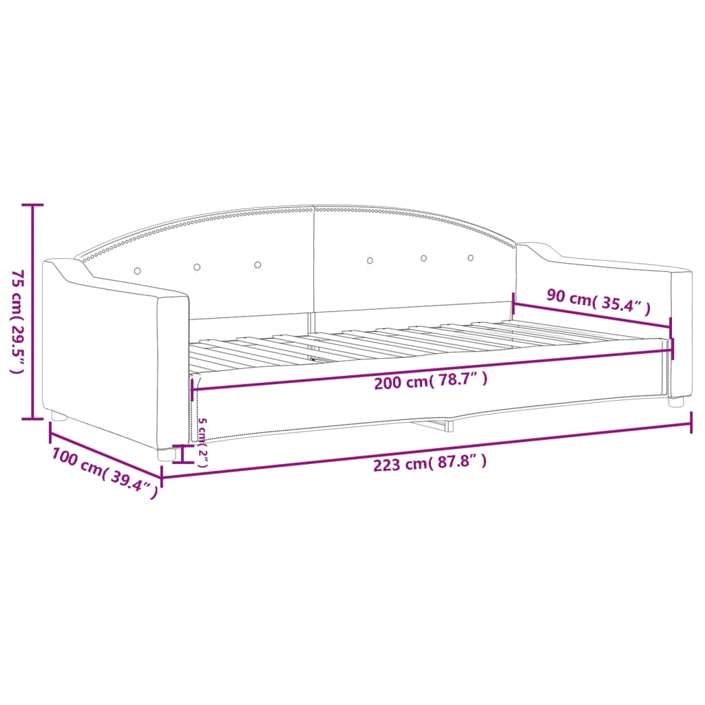 vidaXL Slaapbank 90x200 cm stof donkergrijs