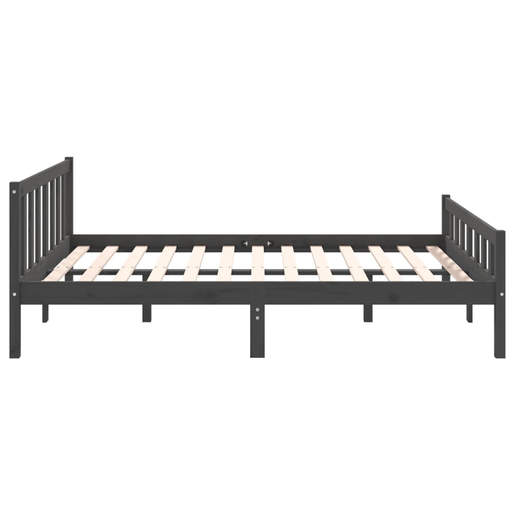 vidaXL Bedframe massief hout grijs 120x190 cm