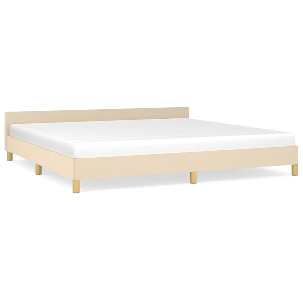 vidaXL Bedframe met hoofdeinde stof crèmekleurig 200x200 cm