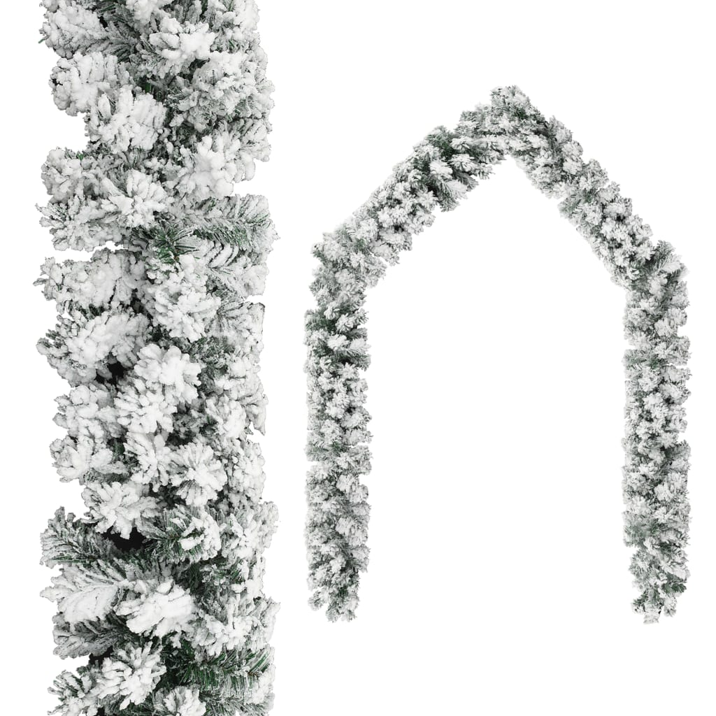 vidaXL Kerstslinger met LED's en sneeuw 5 m PVC groen