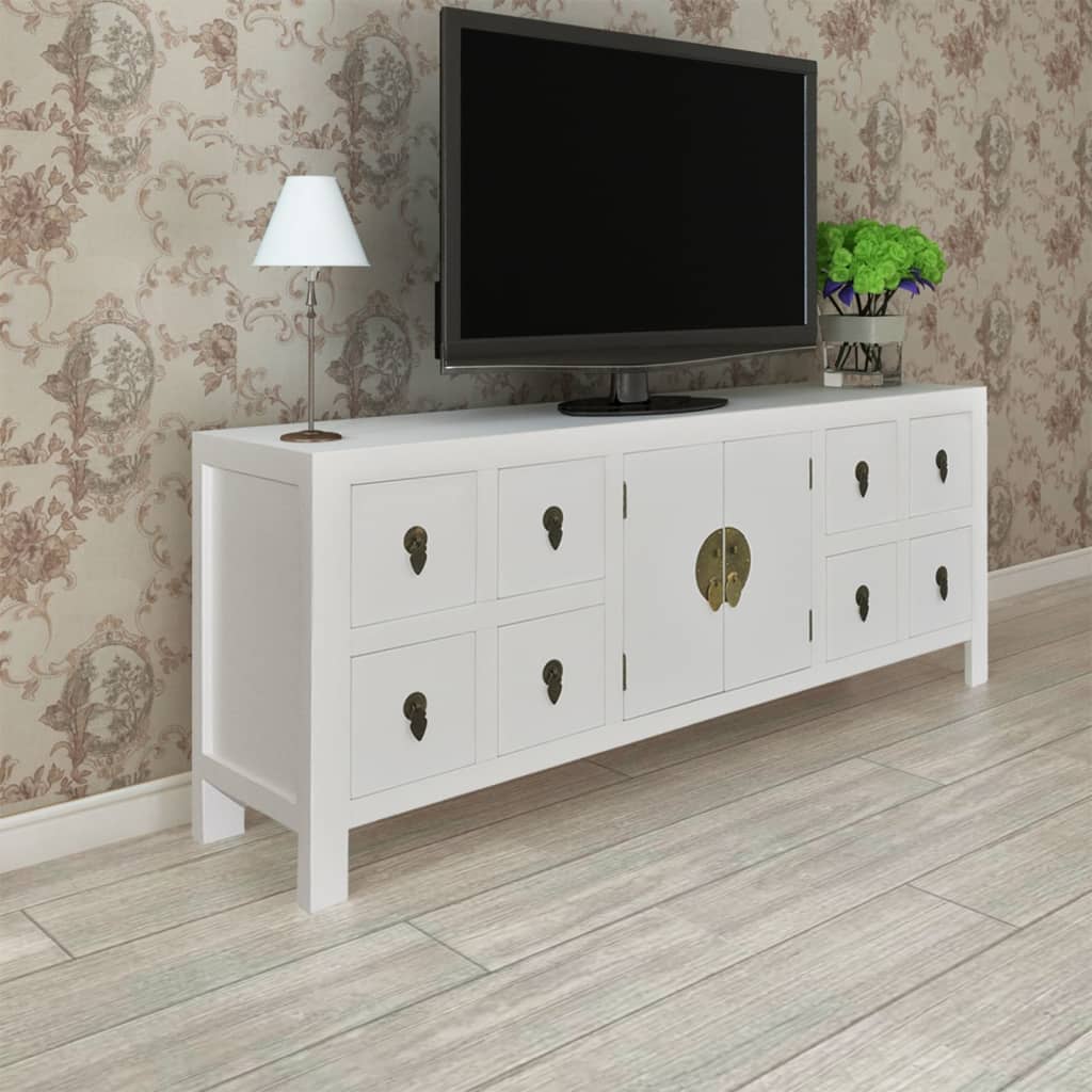 vidaXL Tv-meubel 110x24x48 cm bewerkt hout wit