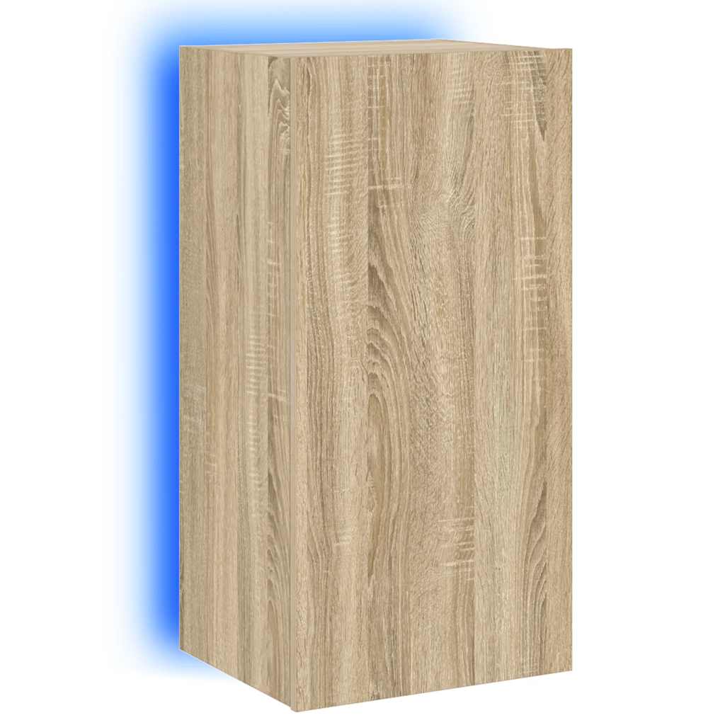 Tv-wandmeubel met LED-verlichting 40,5x35x80 cm zwart