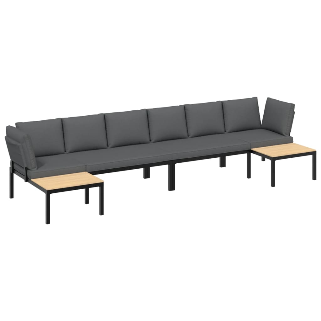 vidaXL 4-delige Loungeset met kussens aluminium zwart