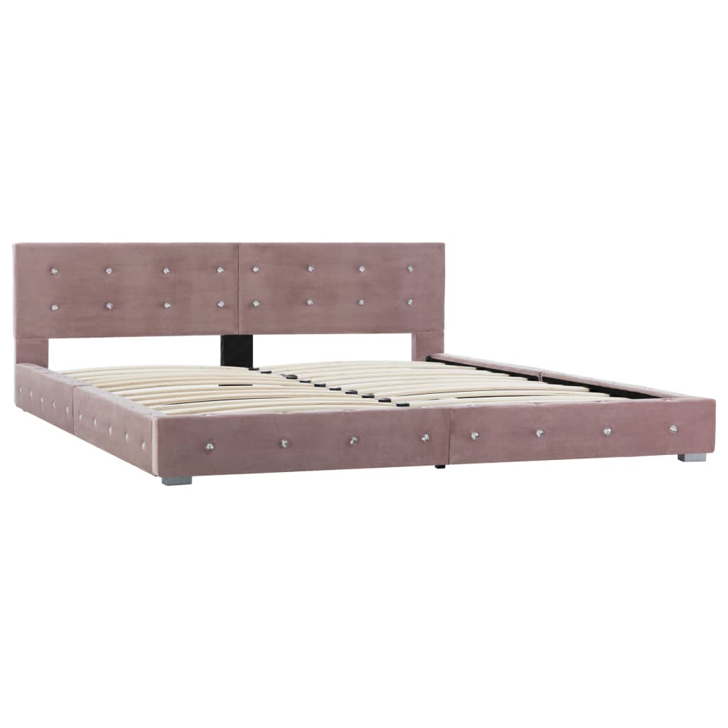 vidaXL Bed met matras fluweel roze 180x200 cm
