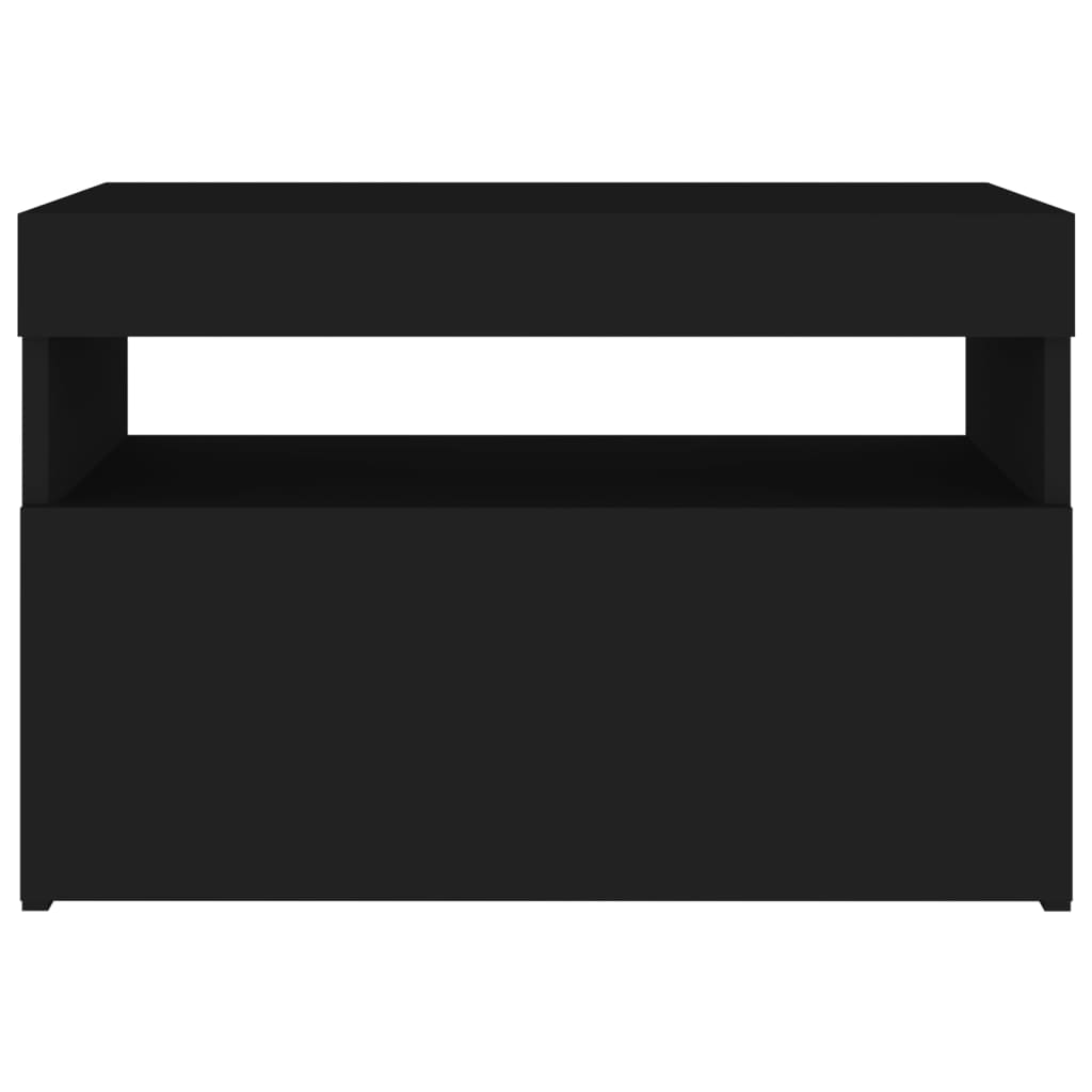 vidaXL Nachtkastje met LED-verlichting 60x35x40 cm bewerkt hout zwart